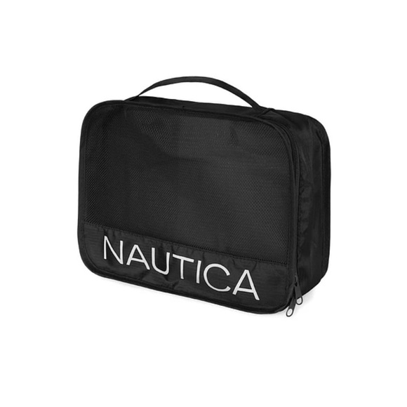 Nautica 2 Piece Nylon Mesh East West Black Packing Cube Set - Picture 2 of 4